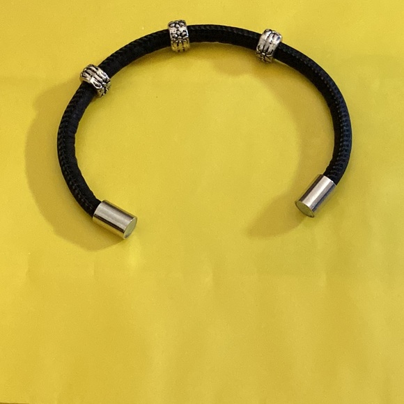 Handmade Cork Bracelet with Silver Beads and Magnetic Snap - Picture 3 of 3